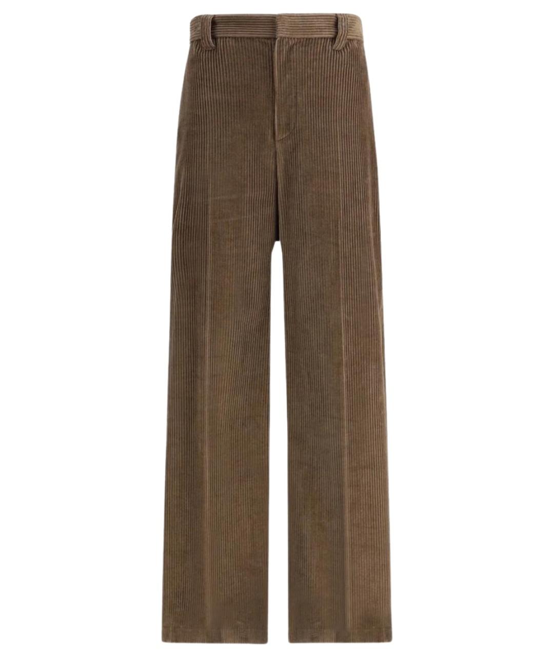BRUNELLO CUCINELLI Коричневые хлопковые прямые брюки, фото 1