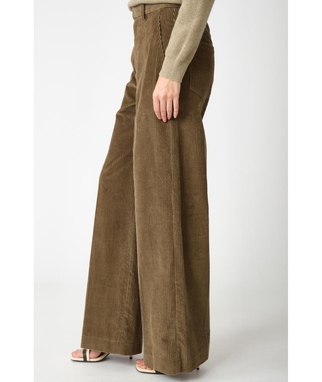 BRUNELLO CUCINELLI Коричневые хлопковые прямые брюки, фото 4