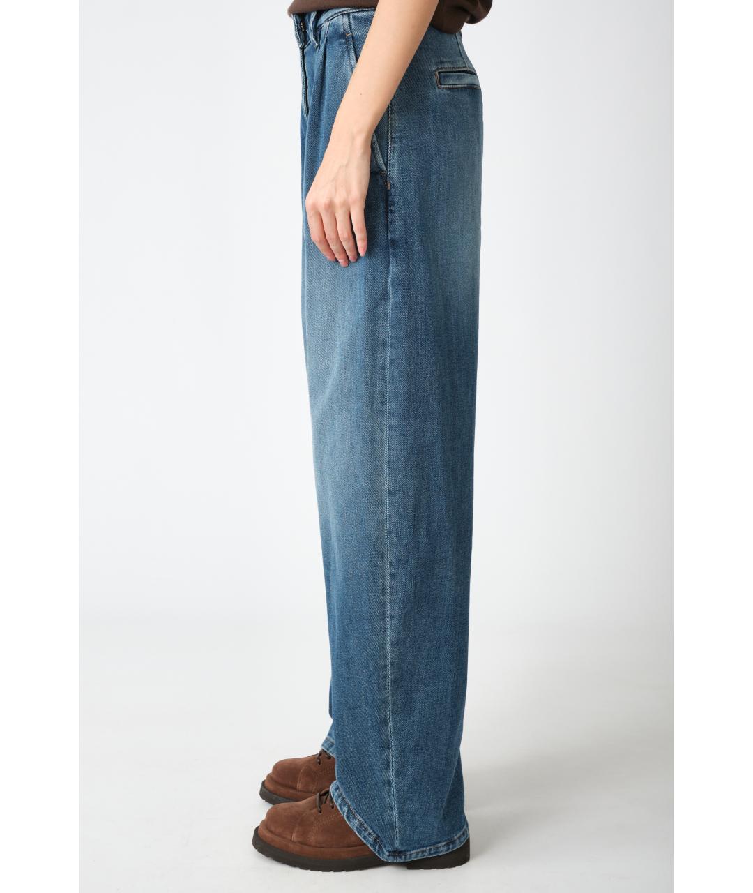 BRUNELLO CUCINELLI Темно-синие хлопковые прямые джинсы, фото 2