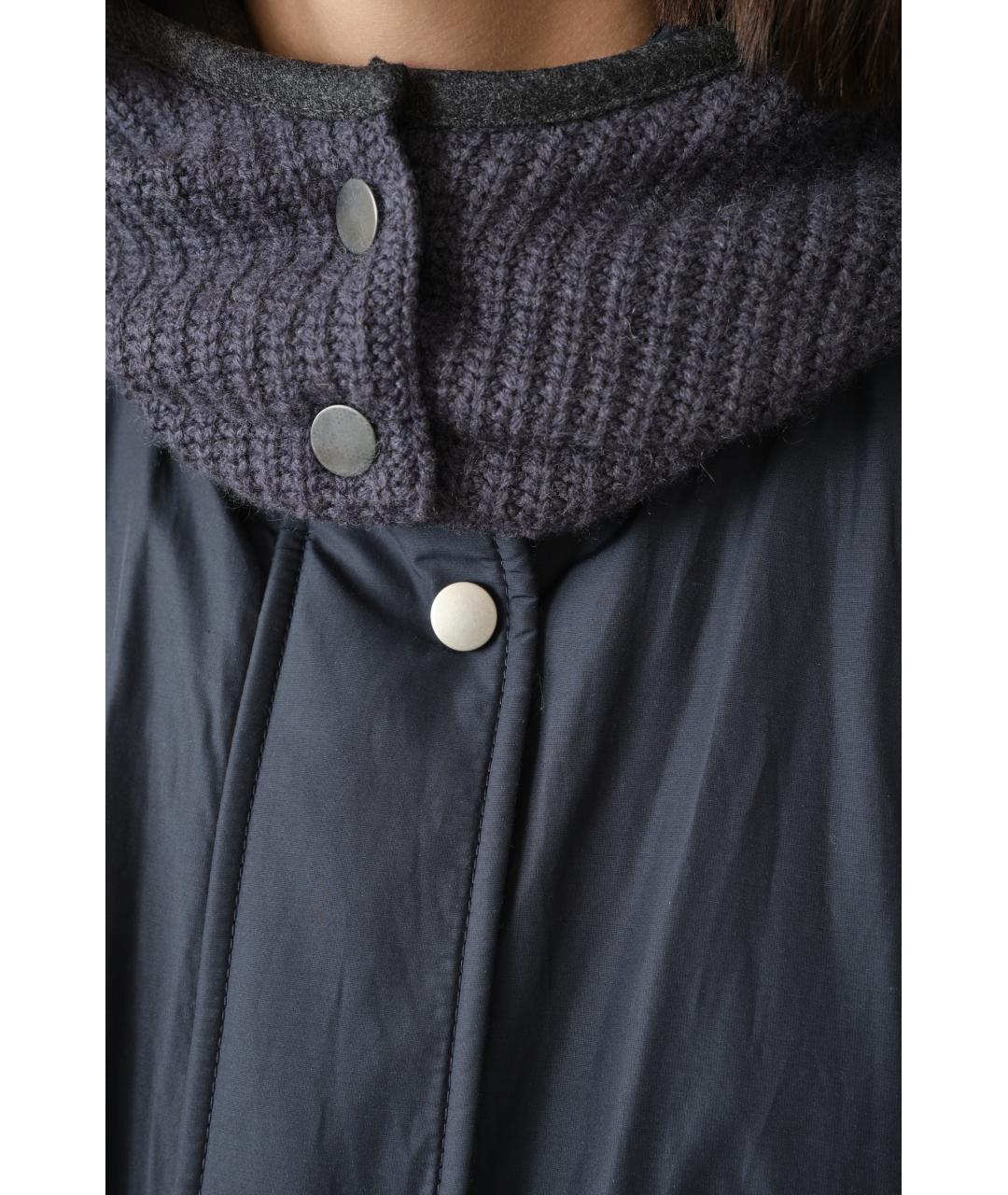 BRUNELLO CUCINELLI Темно-синяя полиэстеровая куртка, фото 8