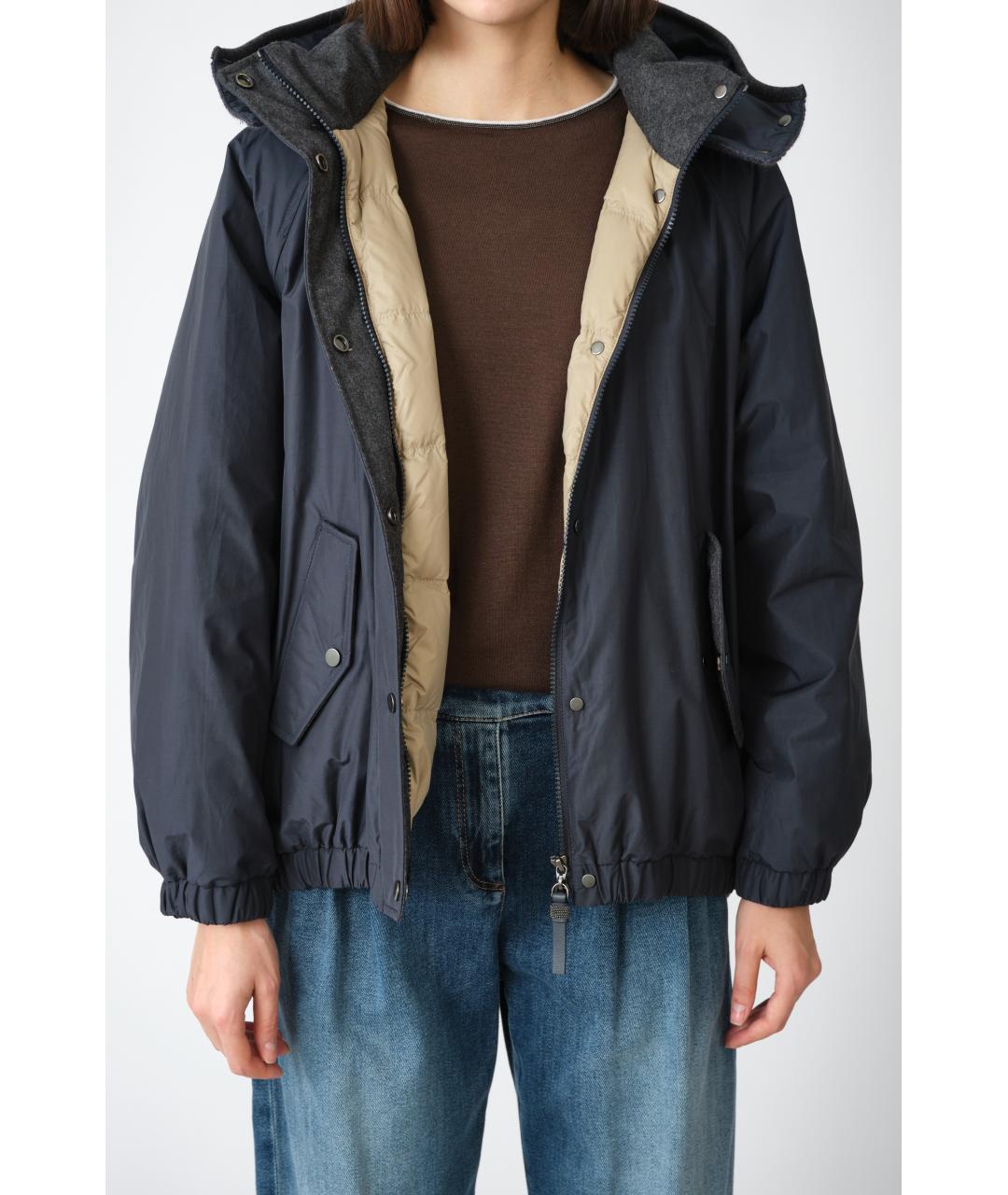 BRUNELLO CUCINELLI Темно-синяя полиэстеровая куртка, фото 4