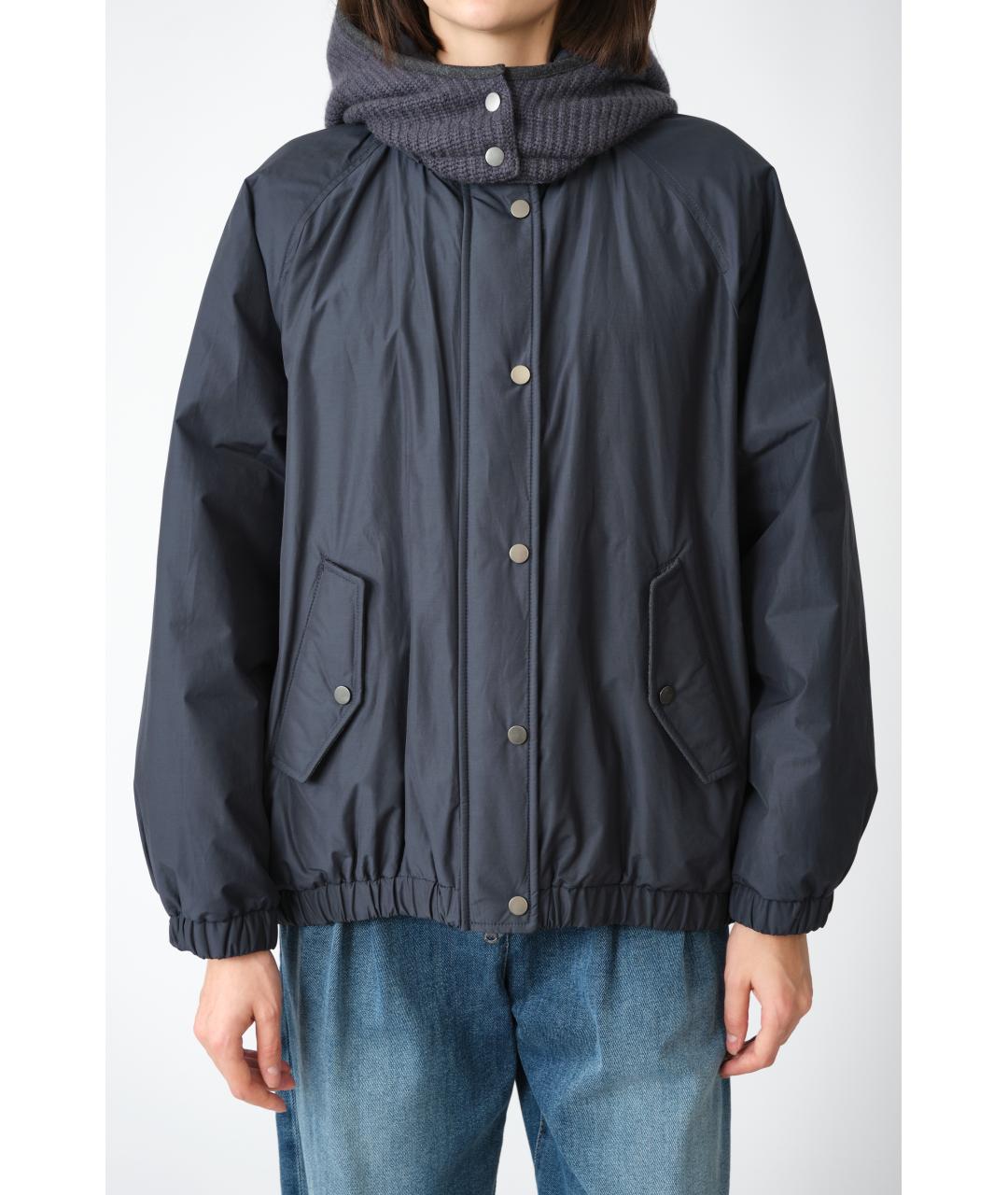 BRUNELLO CUCINELLI Темно-синяя полиэстеровая куртка, фото 5
