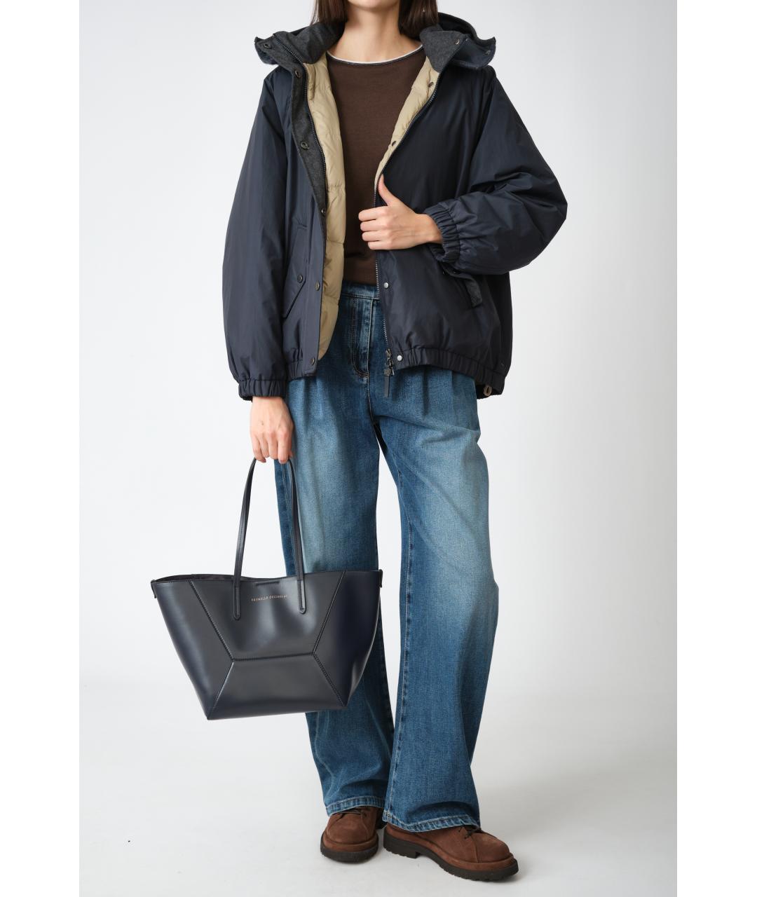 BRUNELLO CUCINELLI Темно-синяя полиэстеровая куртка, фото 2