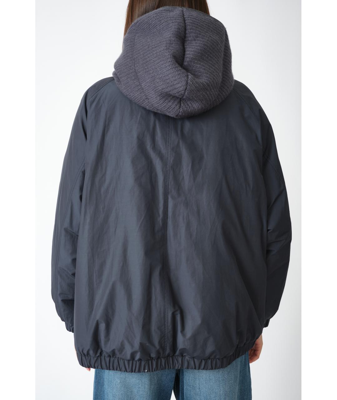 BRUNELLO CUCINELLI Темно-синяя полиэстеровая куртка, фото 7