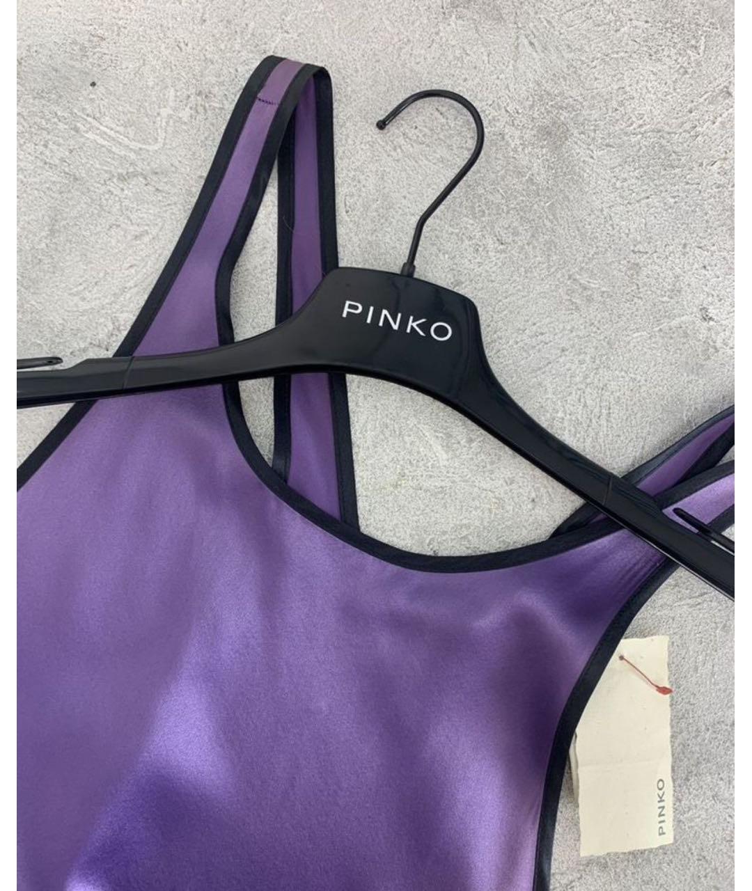PINKO Фиолетовая шелковая майка, фото 7