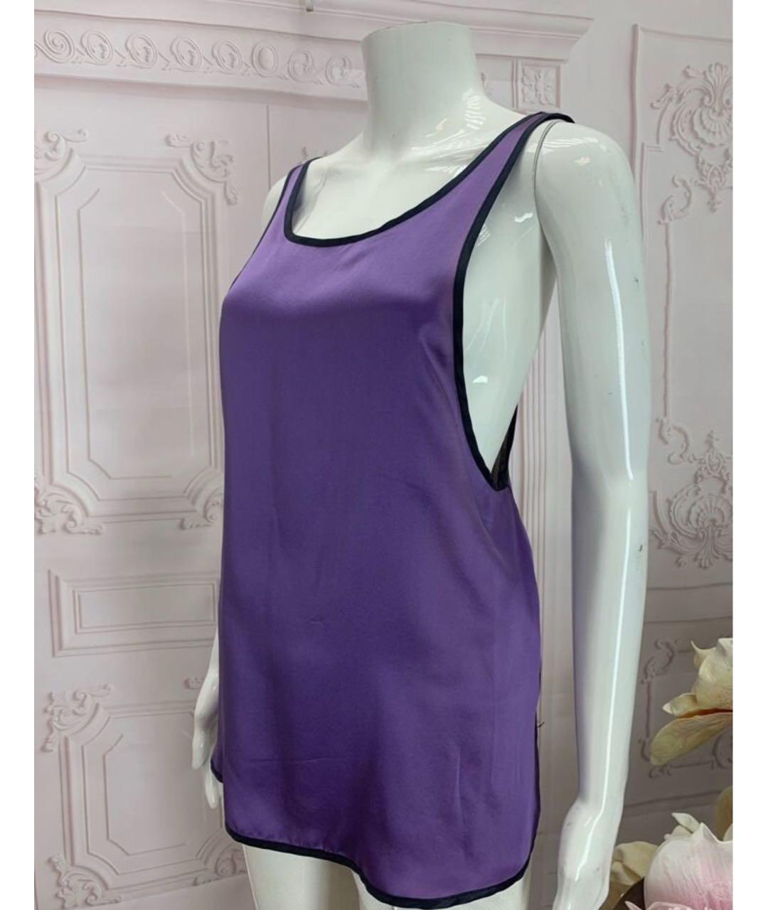 PINKO Фиолетовая шелковая майка, фото 5