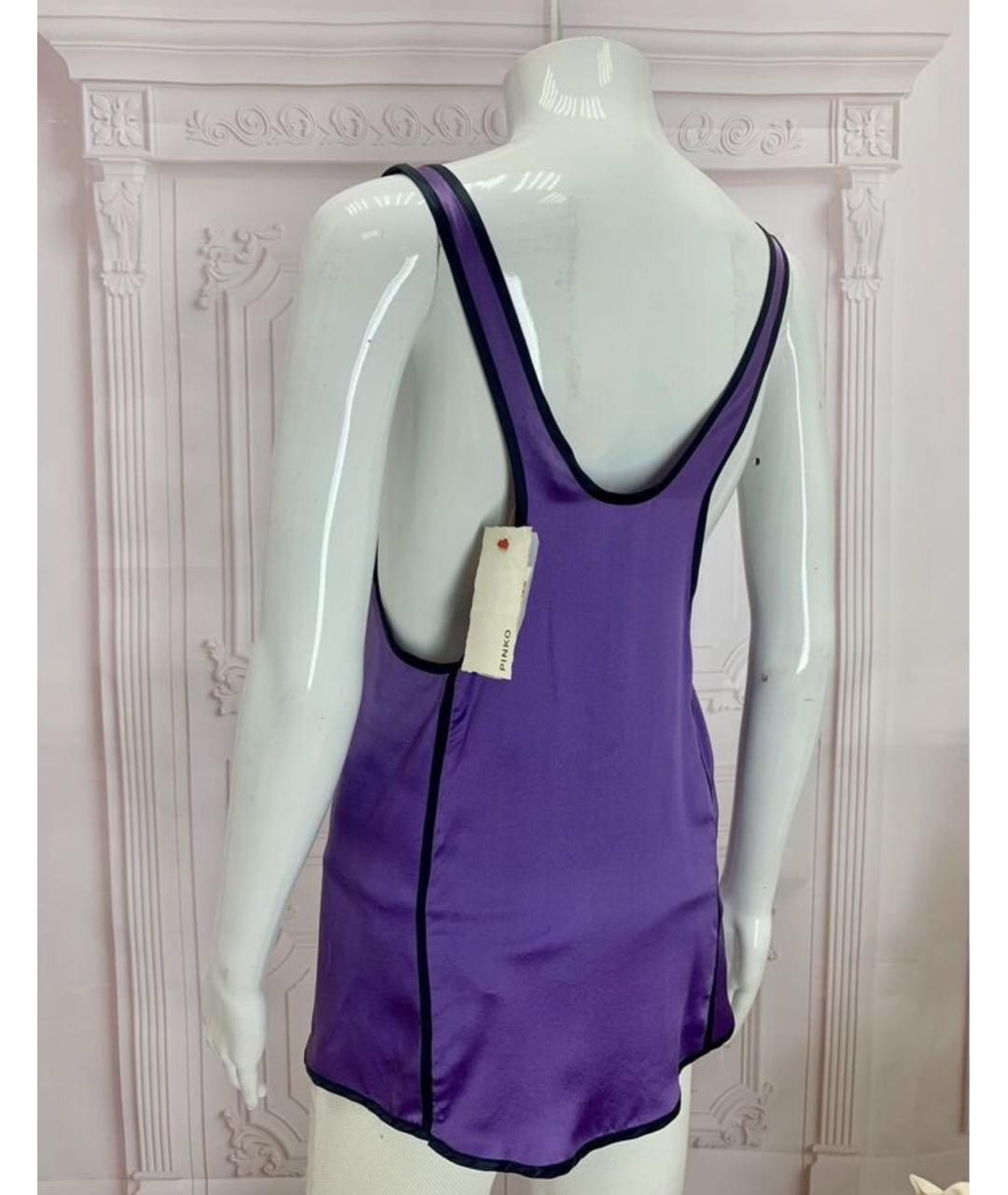 PINKO Фиолетовая шелковая майка, фото 6