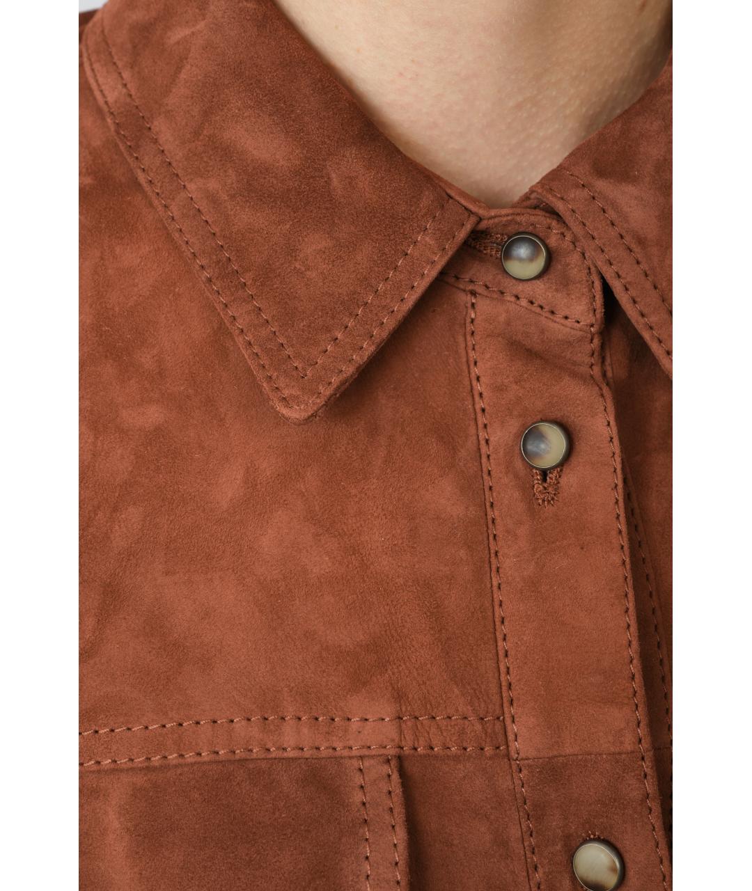 BRUNELLO CUCINELLI Коричневое замшевое повседневное платье, фото 5