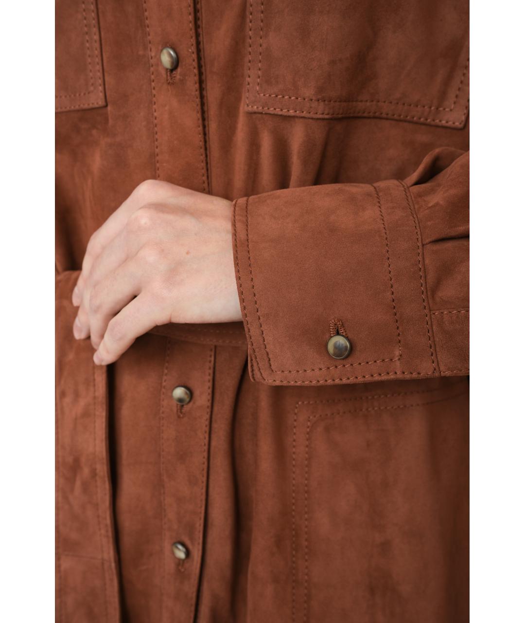 BRUNELLO CUCINELLI Коричневое замшевое повседневное платье, фото 6