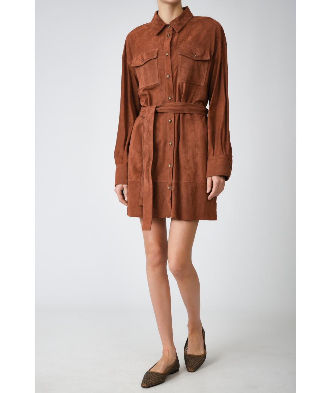 BRUNELLO CUCINELLI Коричневое замшевое повседневное платье, фото 2