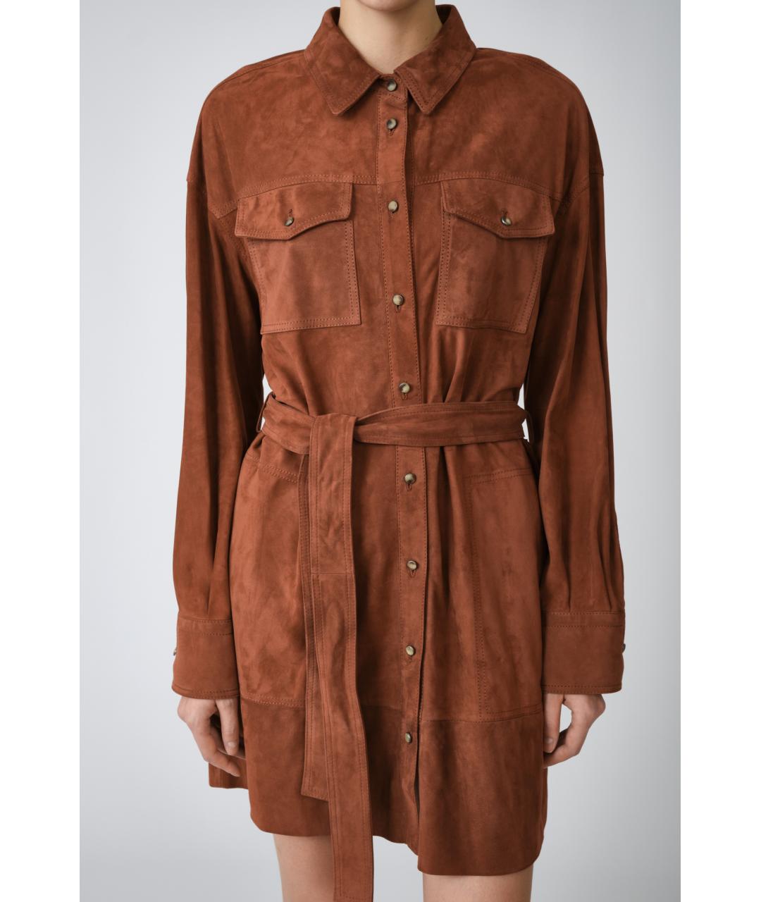 BRUNELLO CUCINELLI Коричневое замшевое повседневное платье, фото 9