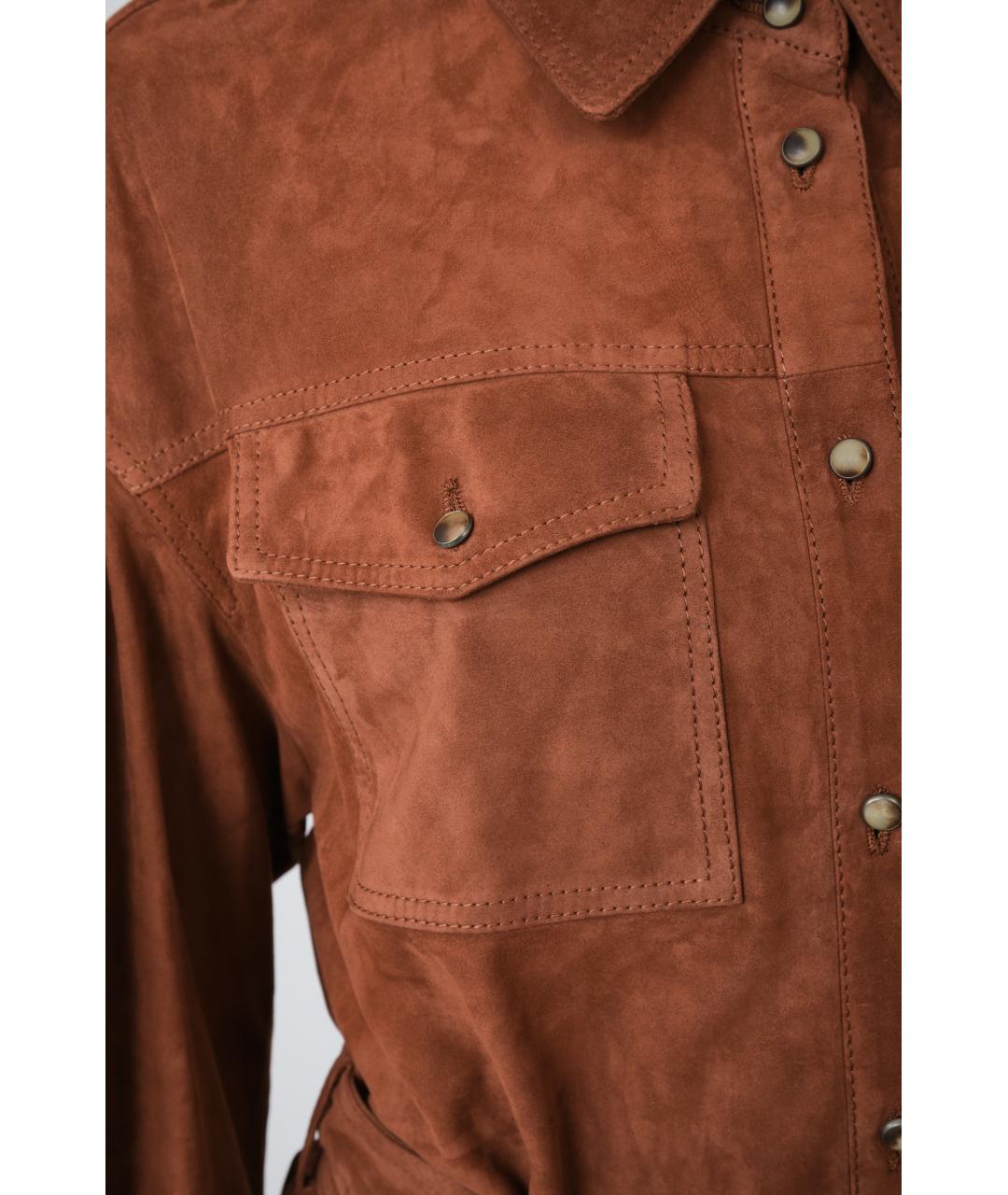 BRUNELLO CUCINELLI Коричневое замшевое повседневное платье, фото 4