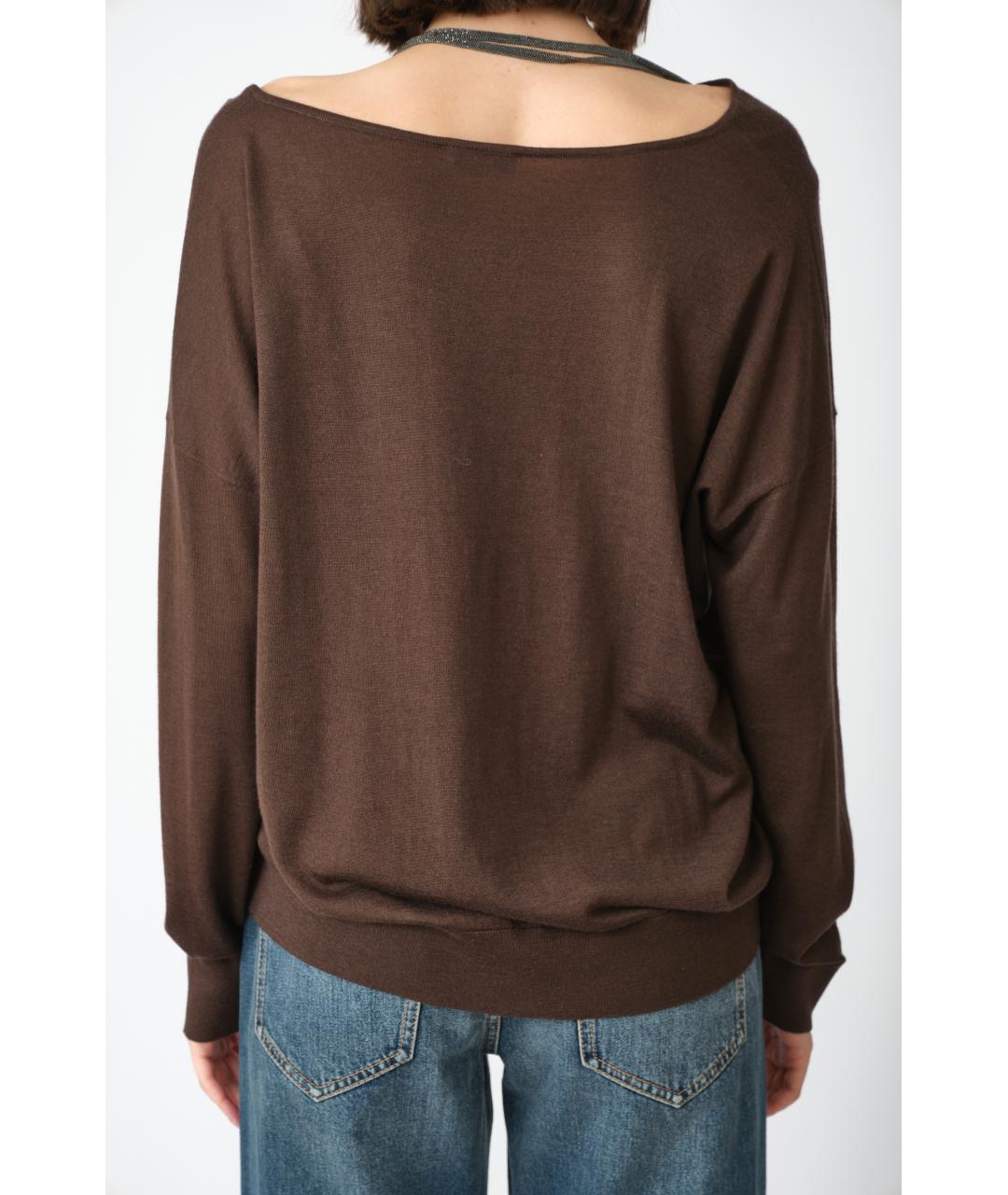 BRUNELLO CUCINELLI Коричневый кашемировый джемпер / свитер, фото 5