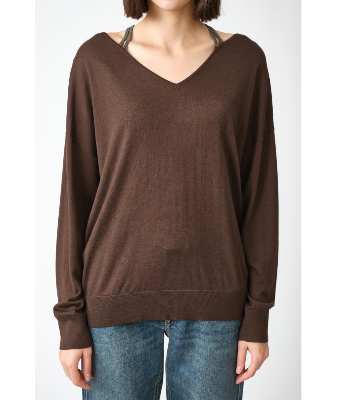 BRUNELLO CUCINELLI Коричневый кашемировый джемпер / свитер, фото 7