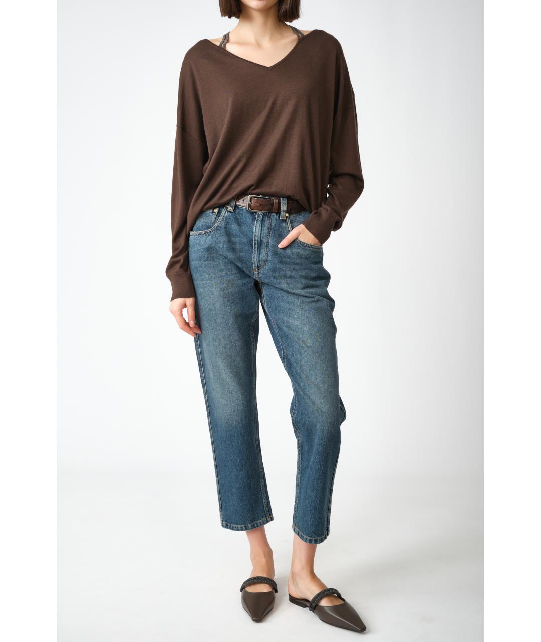 BRUNELLO CUCINELLI Коричневый кашемировый джемпер / свитер, фото 2