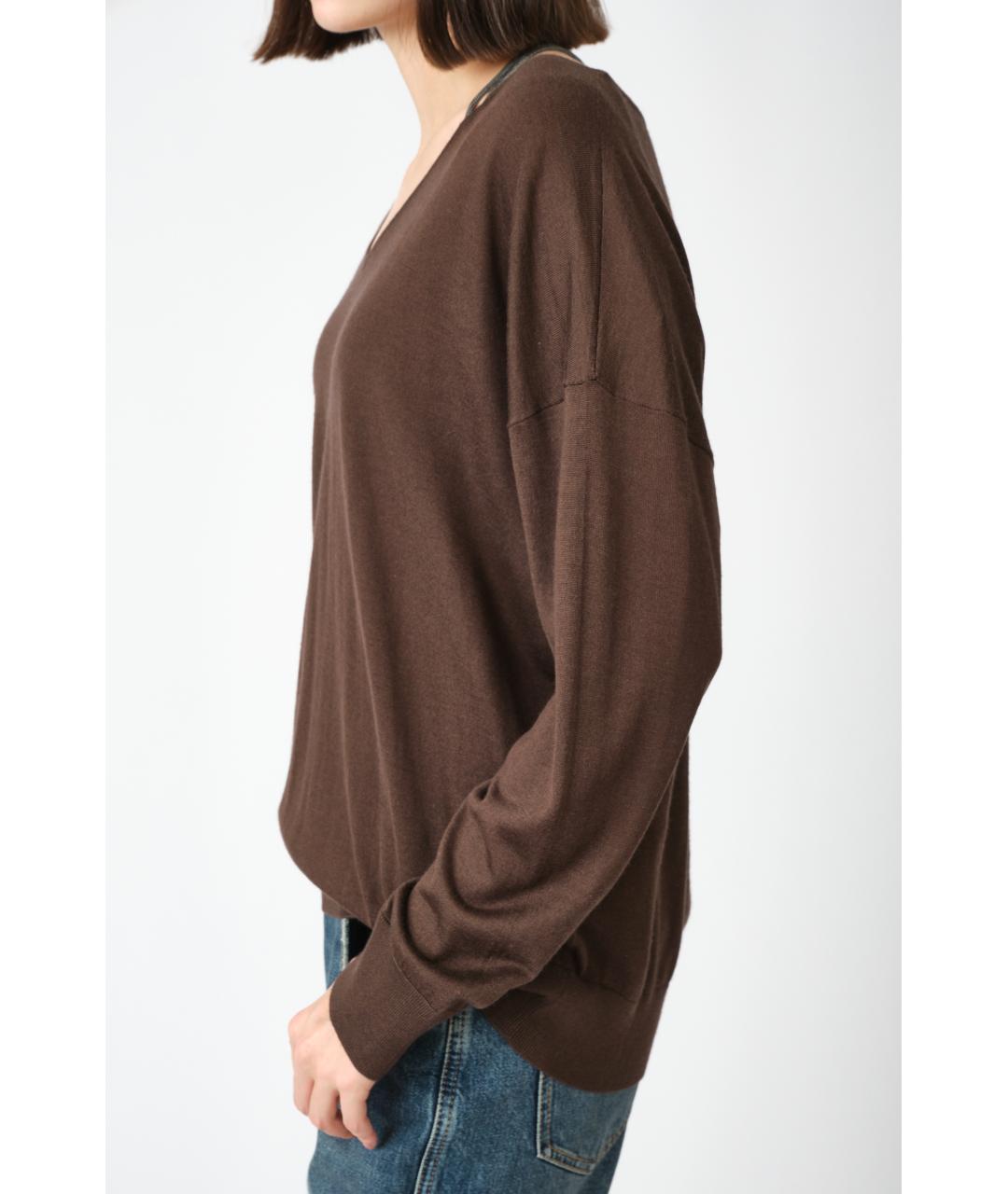 BRUNELLO CUCINELLI Коричневый кашемировый джемпер / свитер, фото 4