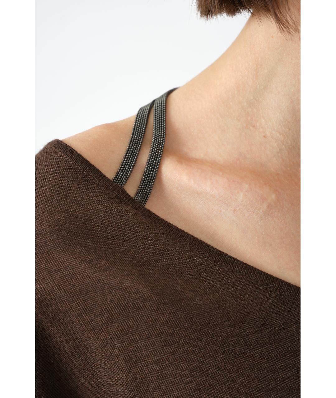 BRUNELLO CUCINELLI Коричневый кашемировый джемпер / свитер, фото 6