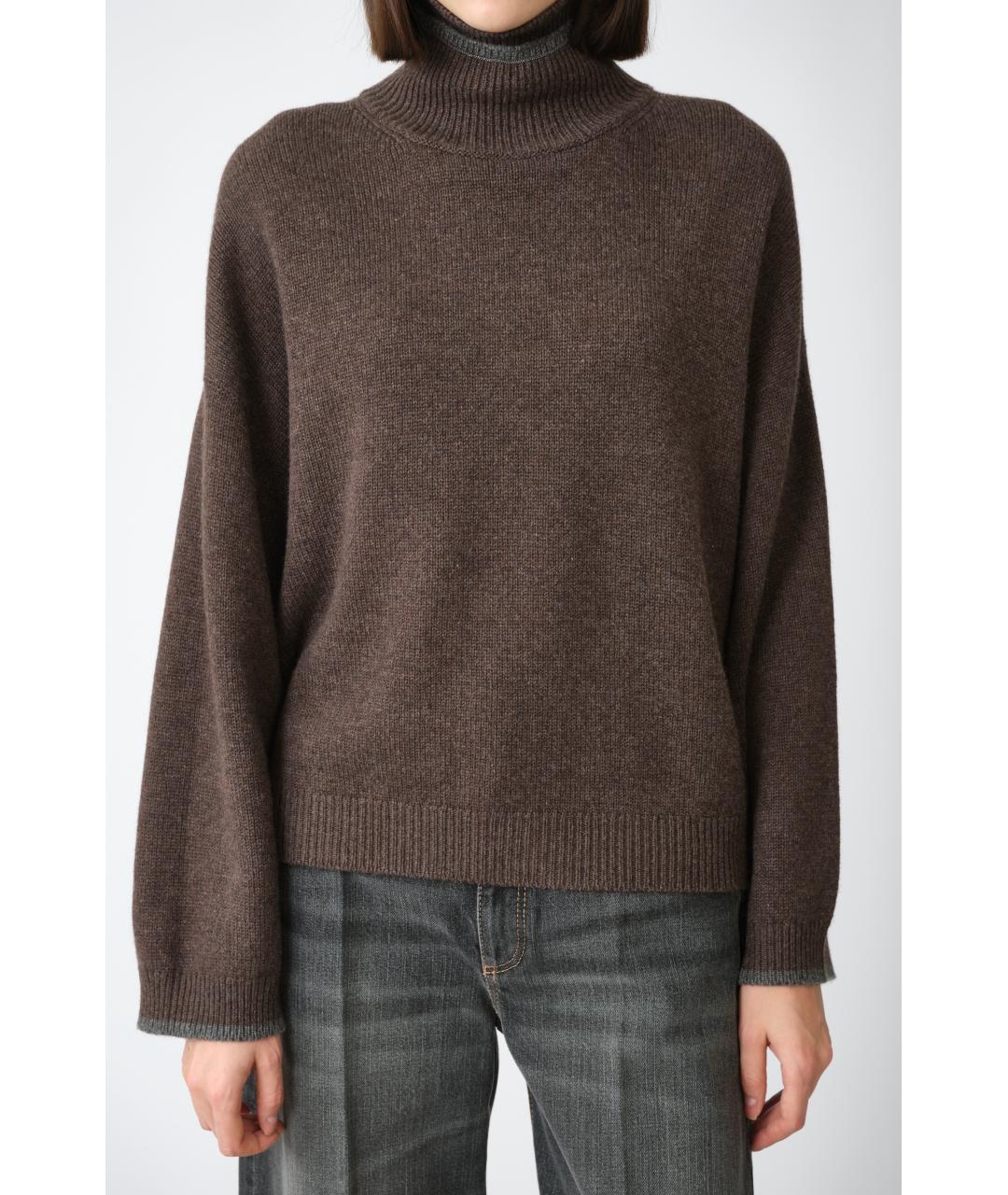 BRUNELLO CUCINELLI Коричневый кашемировый джемпер / свитер, фото 4