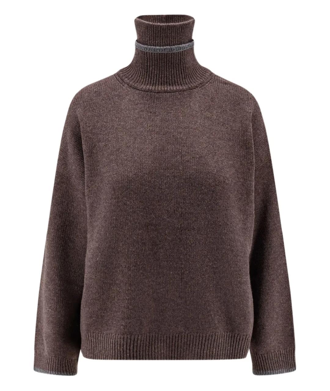 BRUNELLO CUCINELLI Коричневый кашемировый джемпер / свитер, фото 1