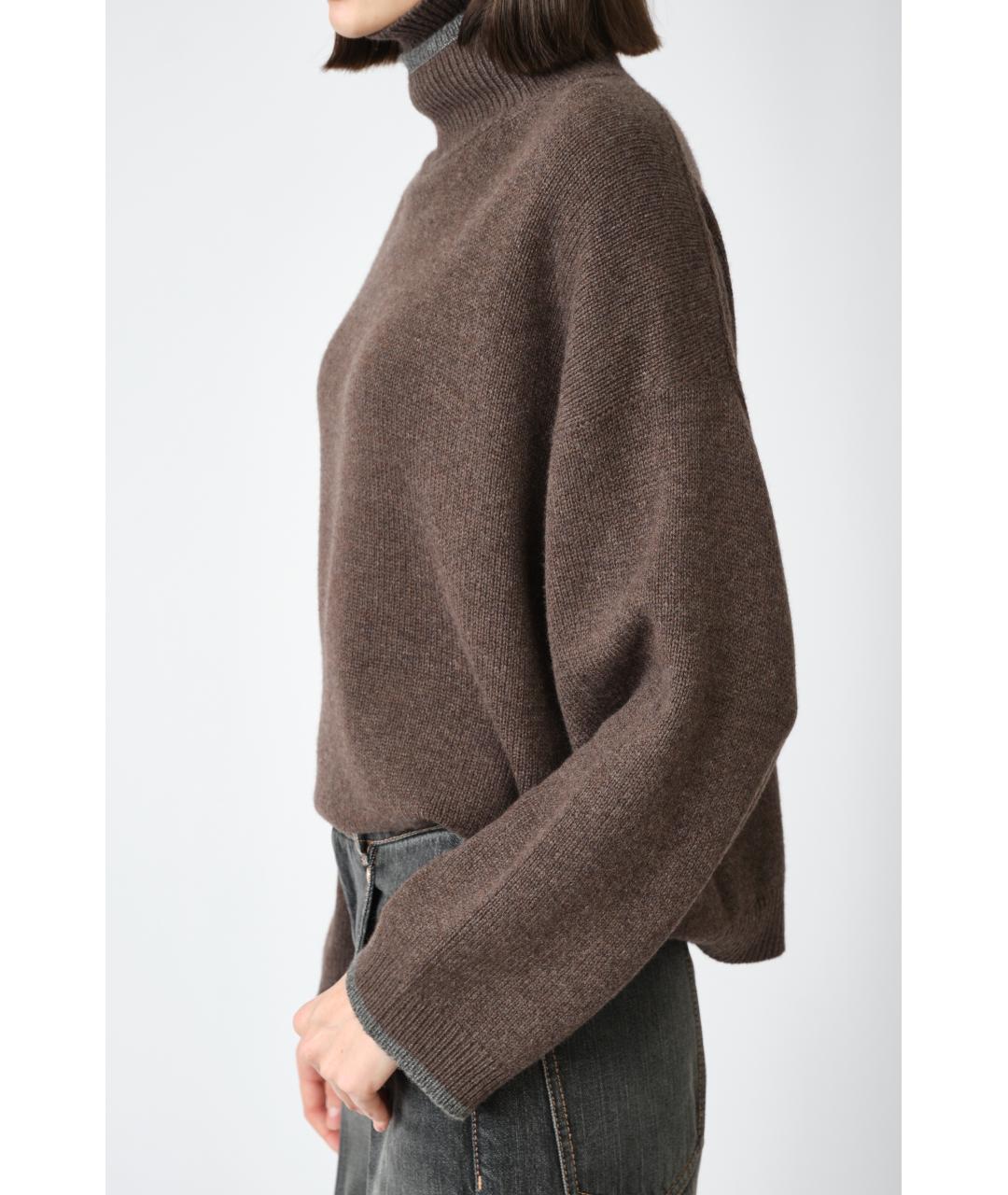 BRUNELLO CUCINELLI Коричневый кашемировый джемпер / свитер, фото 5