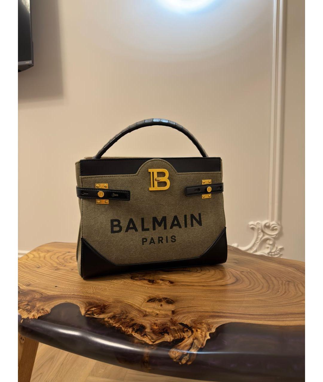BALMAIN Хаки сумка с короткими ручками, фото 9