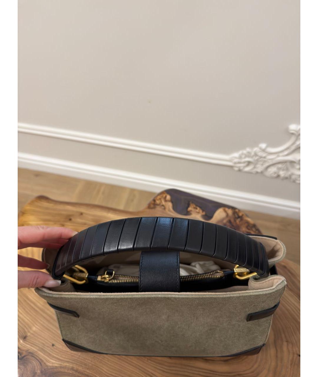 BALMAIN Хаки сумка с короткими ручками, фото 5