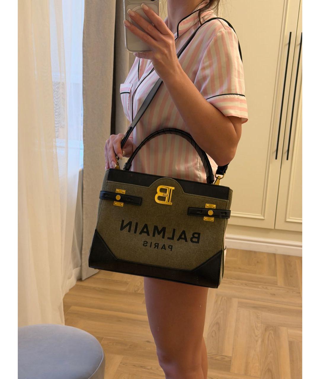 BALMAIN Хаки сумка с короткими ручками, фото 8