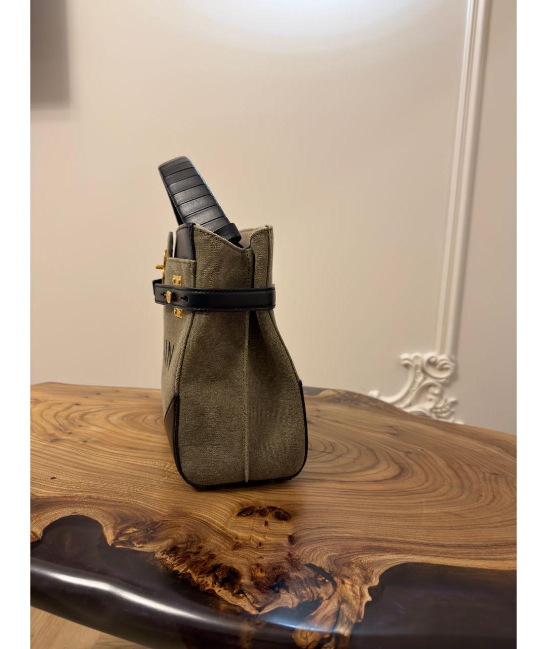BALMAIN Хаки сумка с короткими ручками, фото 2