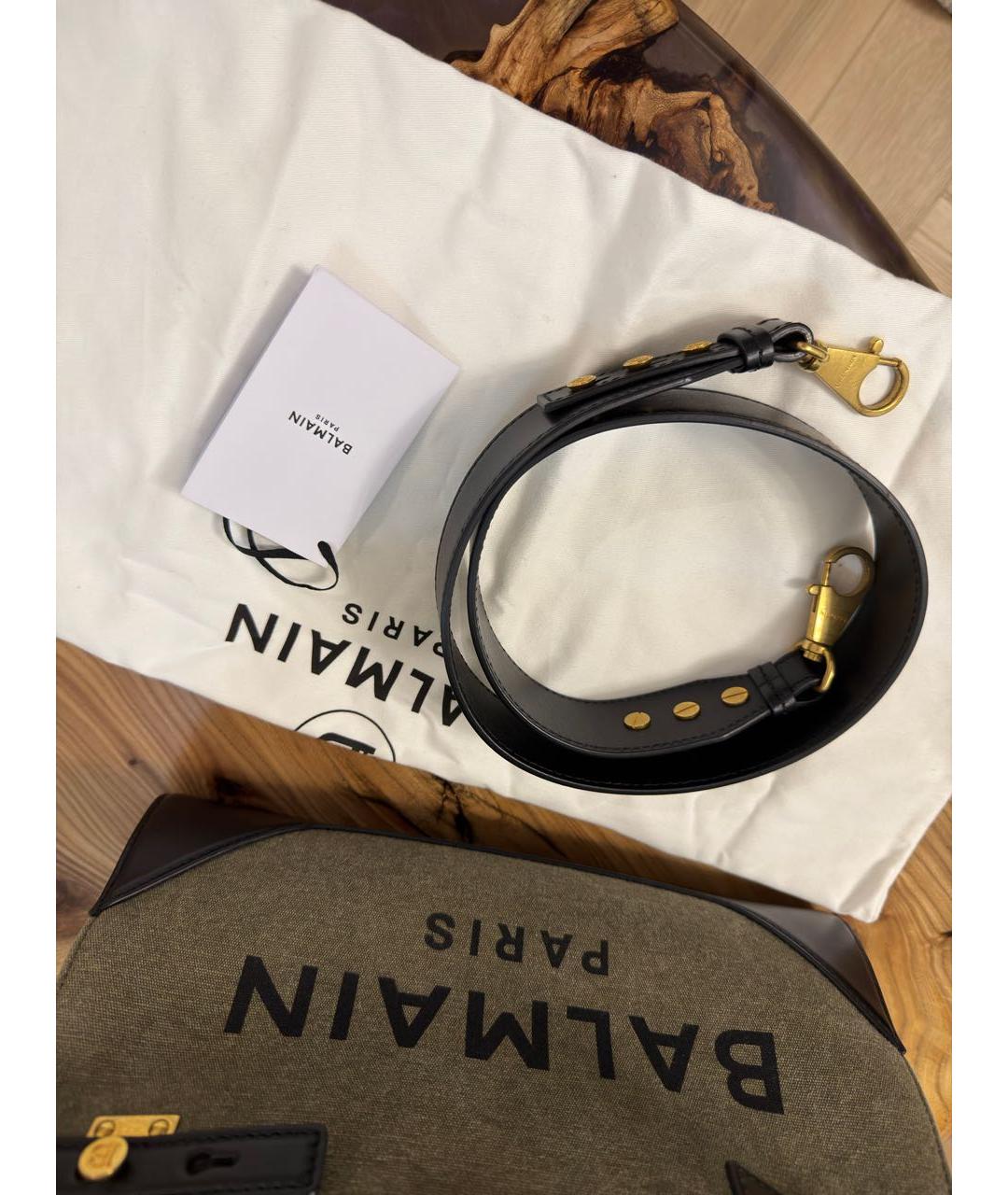 BALMAIN Хаки сумка с короткими ручками, фото 7