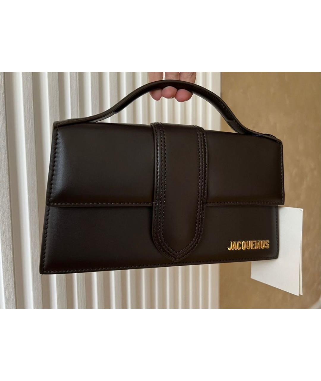 JACQUEMUS Коричневая кожаная сумка через плечо, фото 5