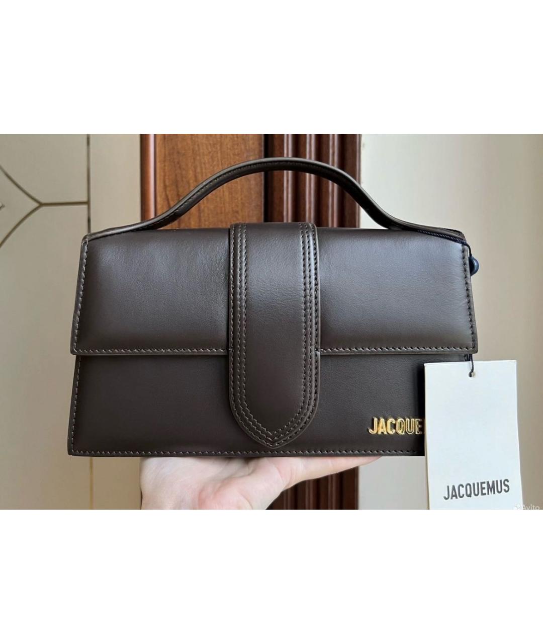 JACQUEMUS Коричневая кожаная сумка через плечо, фото 9