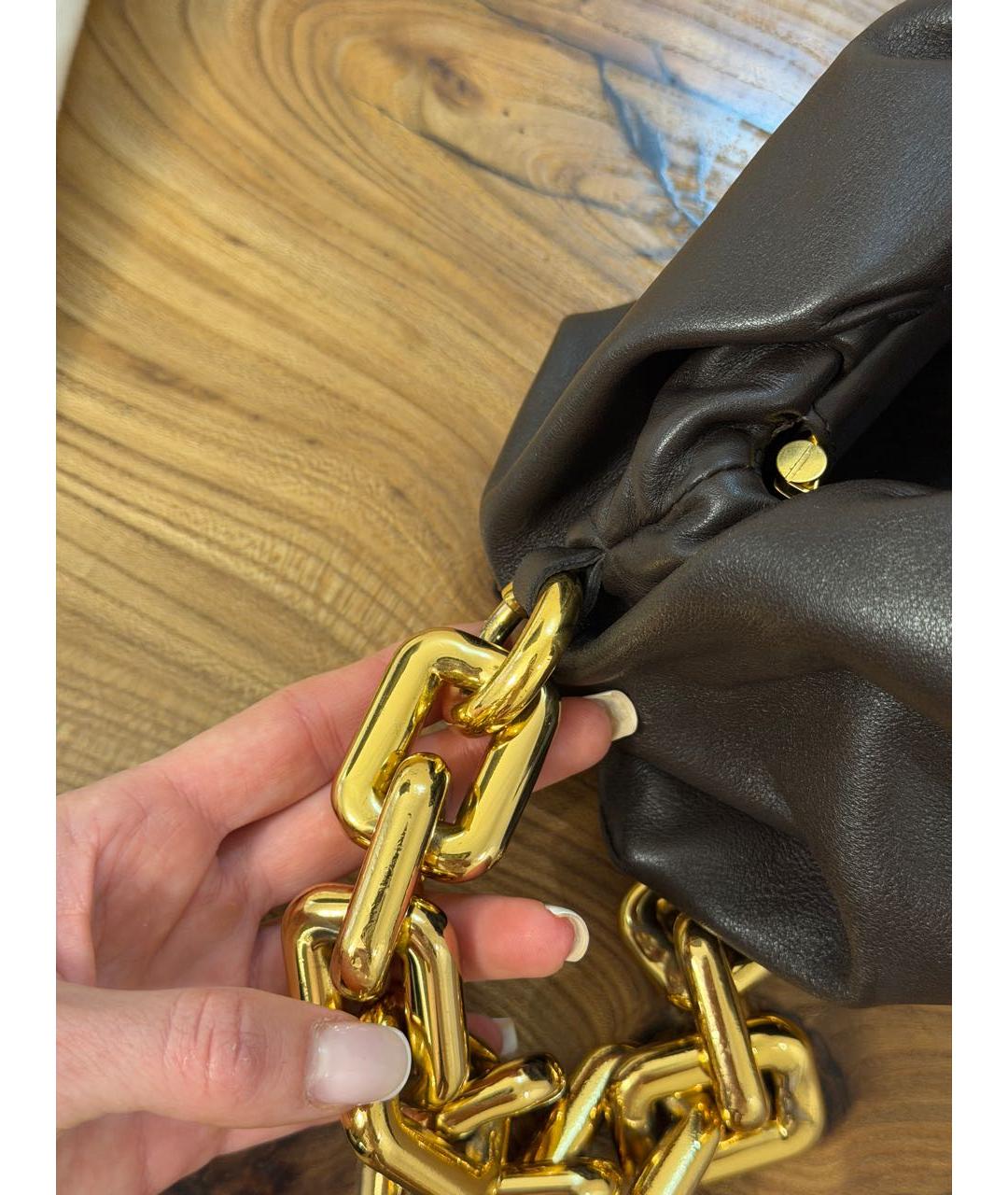 BOTTEGA VENETA Коричневая кожаная сумка через плечо, фото 4