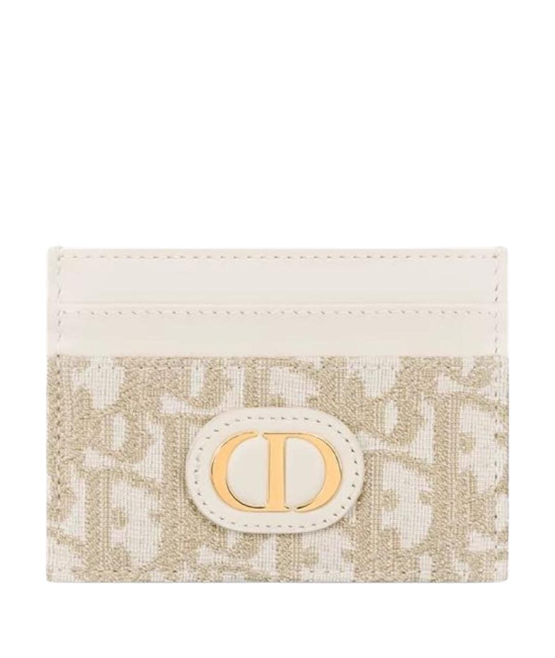 CHRISTIAN DIOR Бежевый кожаный кардхолдер, фото 1