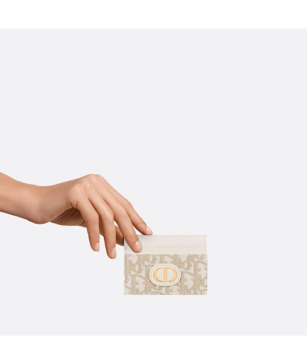 CHRISTIAN DIOR Бежевый кожаный кардхолдер, фото 3