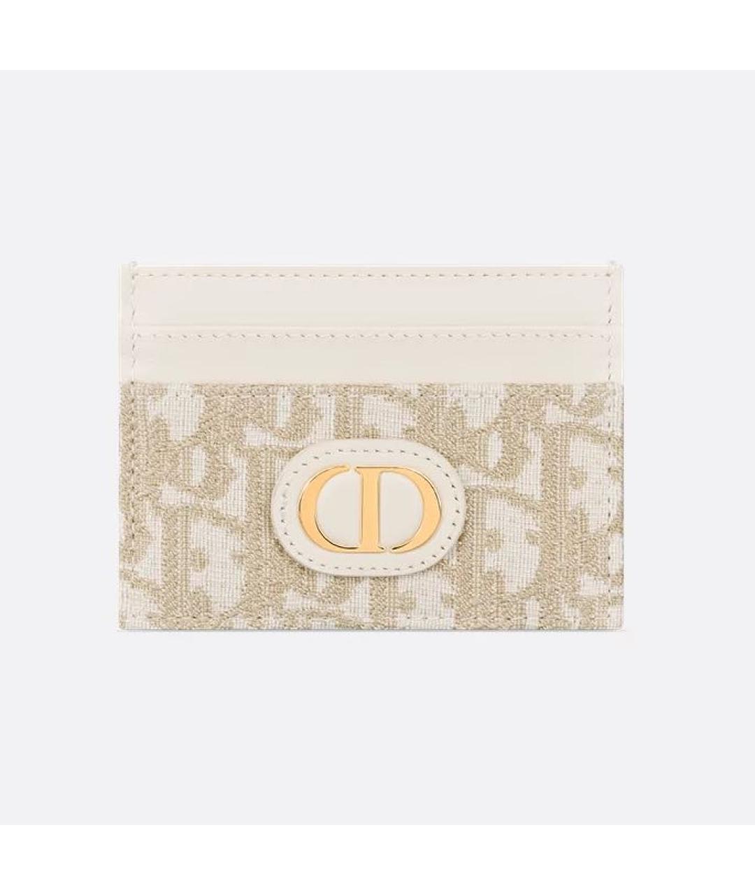 CHRISTIAN DIOR Бежевый кожаный кардхолдер, фото 4