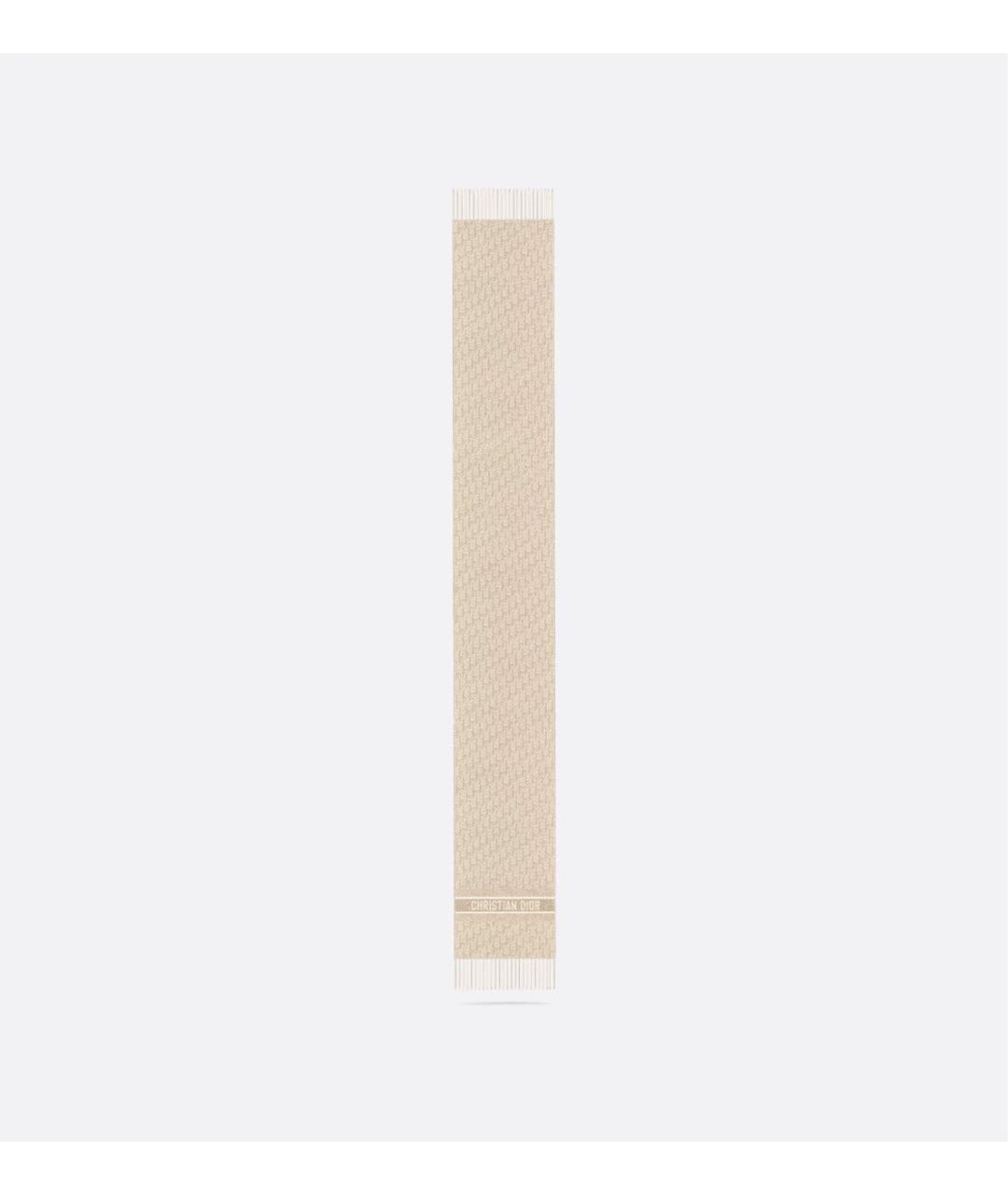 CHRISTIAN DIOR Бежевый кашемировый шарф, фото 4