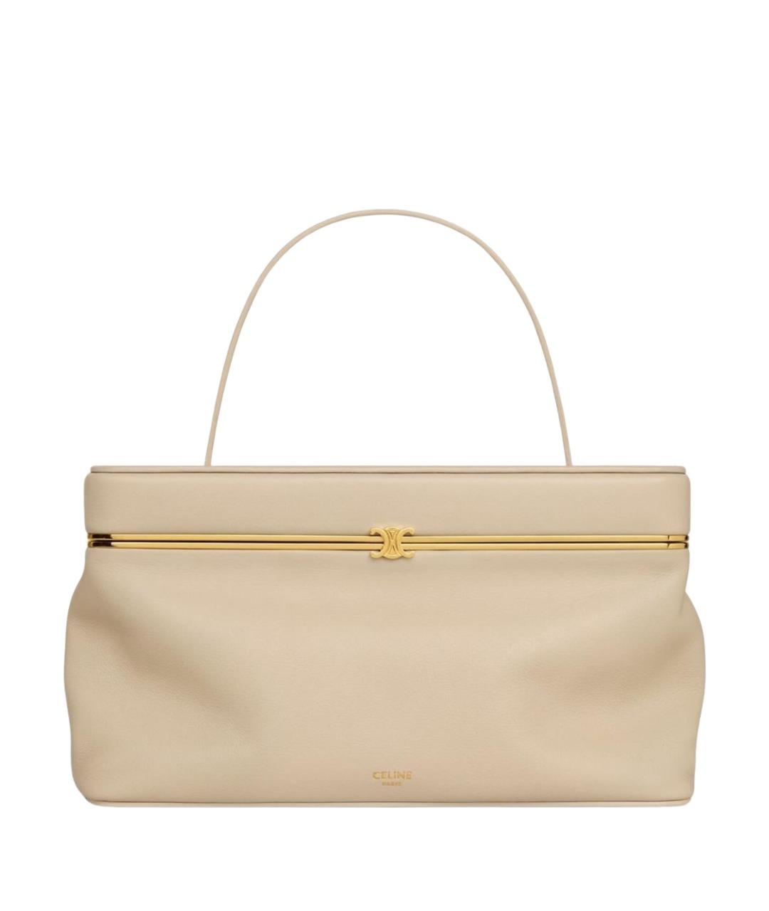 CELINE Бежевая кожаная сумка с короткими ручками, фото 1