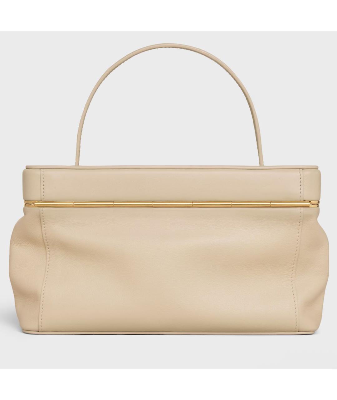 CELINE Бежевая кожаная сумка с короткими ручками, фото 3