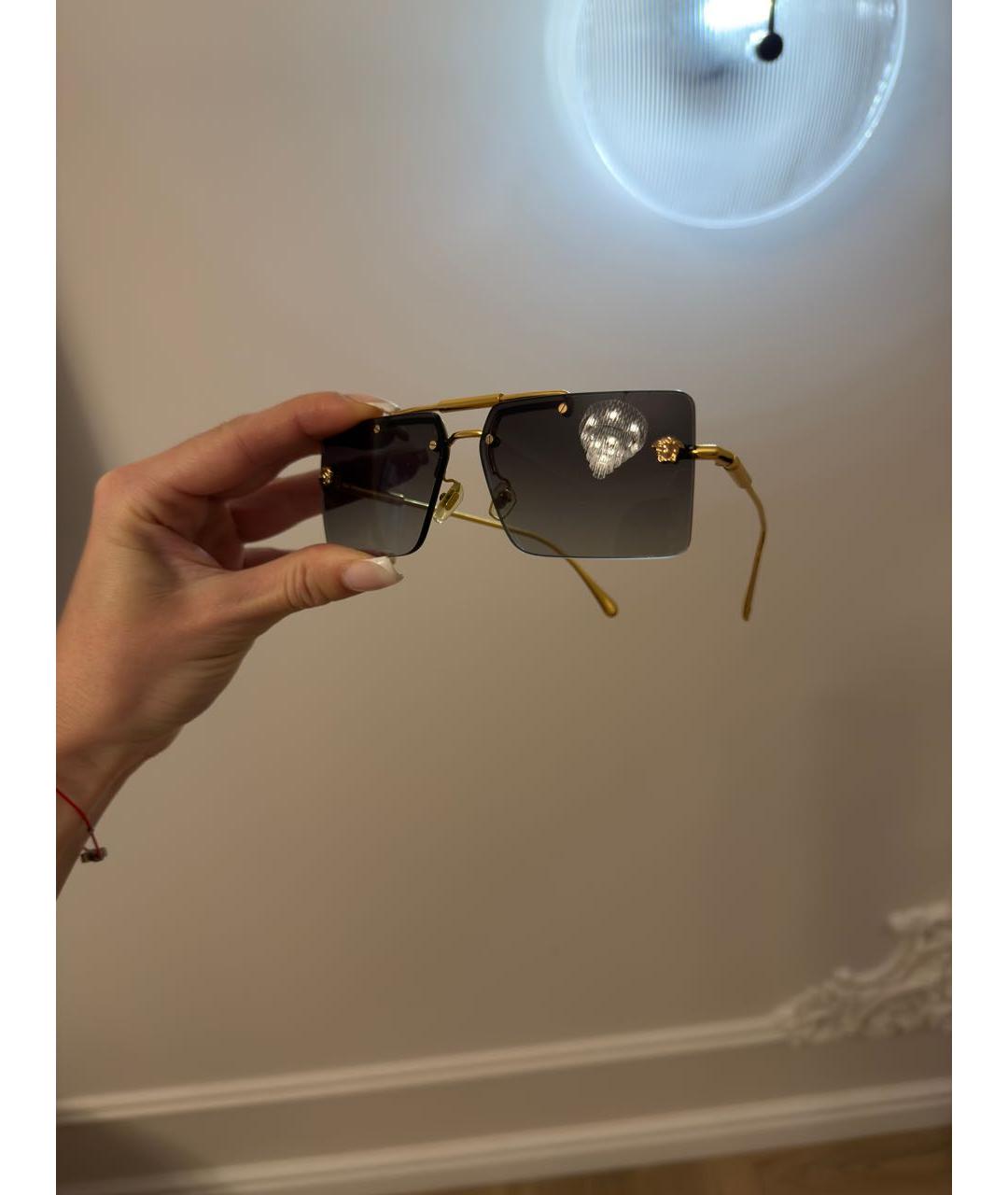 VERSACE Коричневые металлические солнцезащитные очки, фото 6