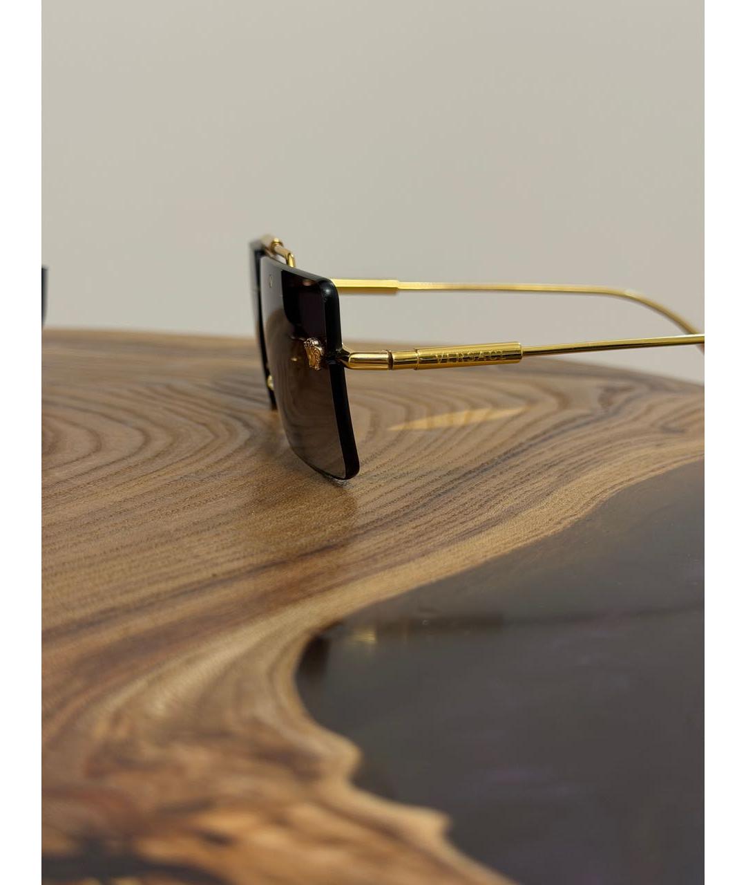 VERSACE Коричневые металлические солнцезащитные очки, фото 2