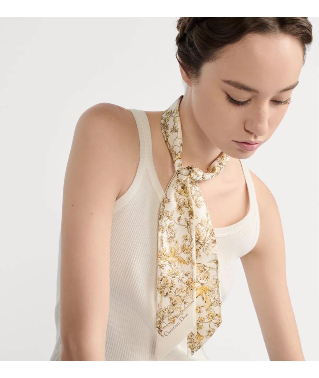 CHRISTIAN DIOR Белый шелковый платок, фото 2