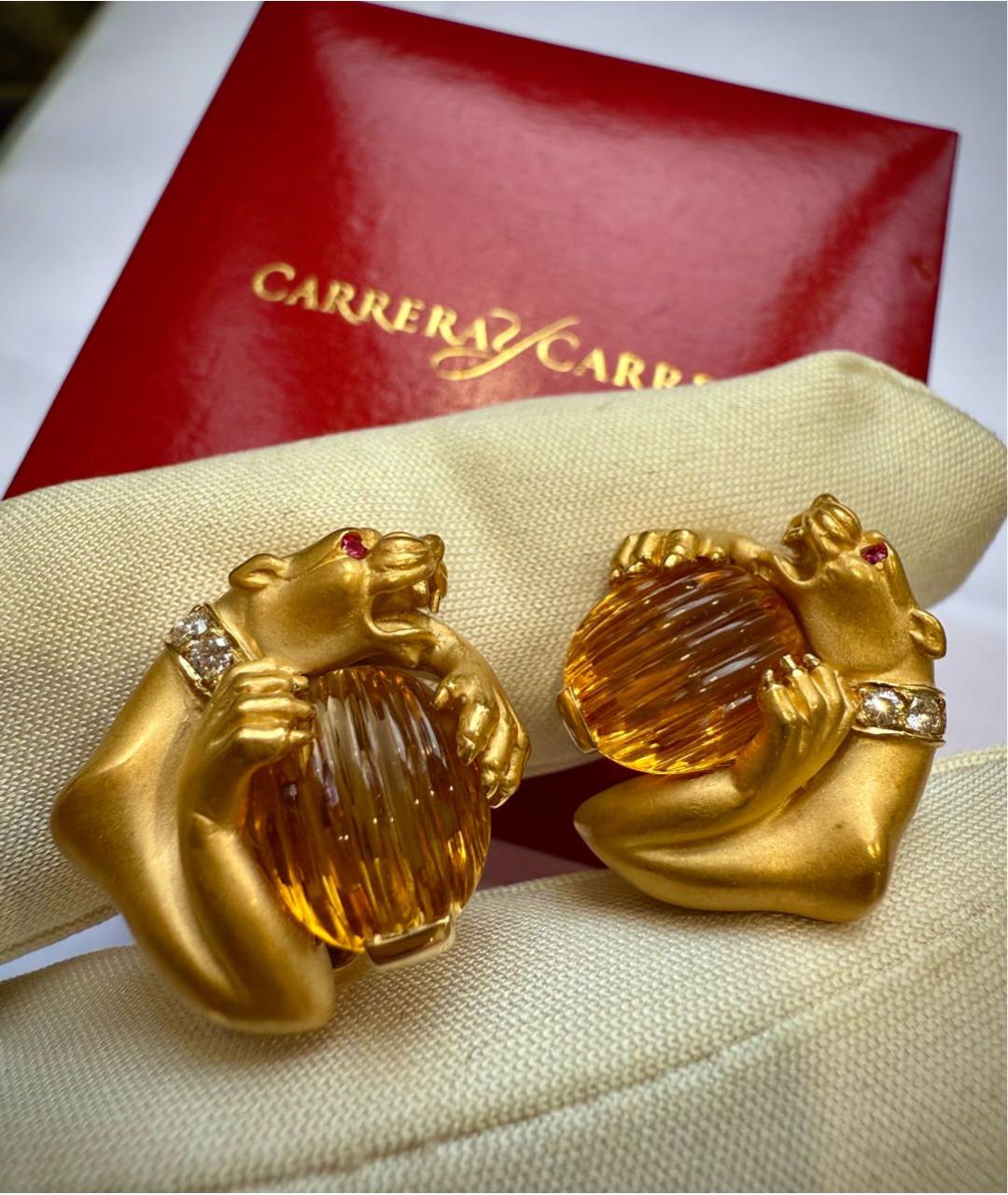 CARRERA Y CARRERA Желтые серьги из желтого золота, фото 3