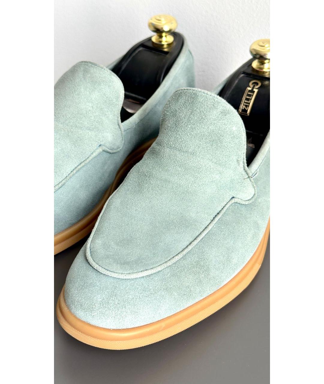 ELEVENTY Бирюзовые замшевые лоферы, фото 3