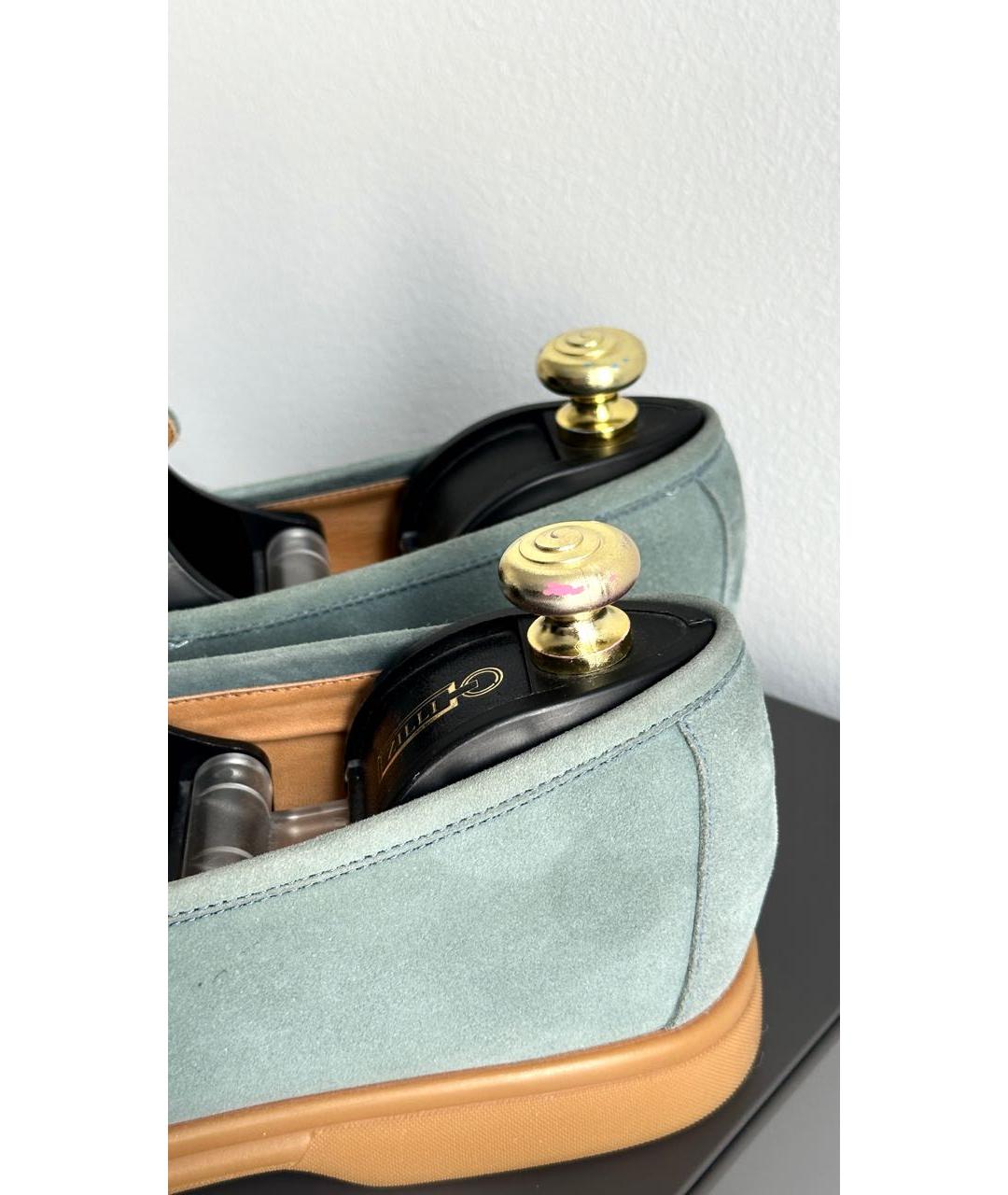 ELEVENTY Бирюзовые замшевые лоферы, фото 4