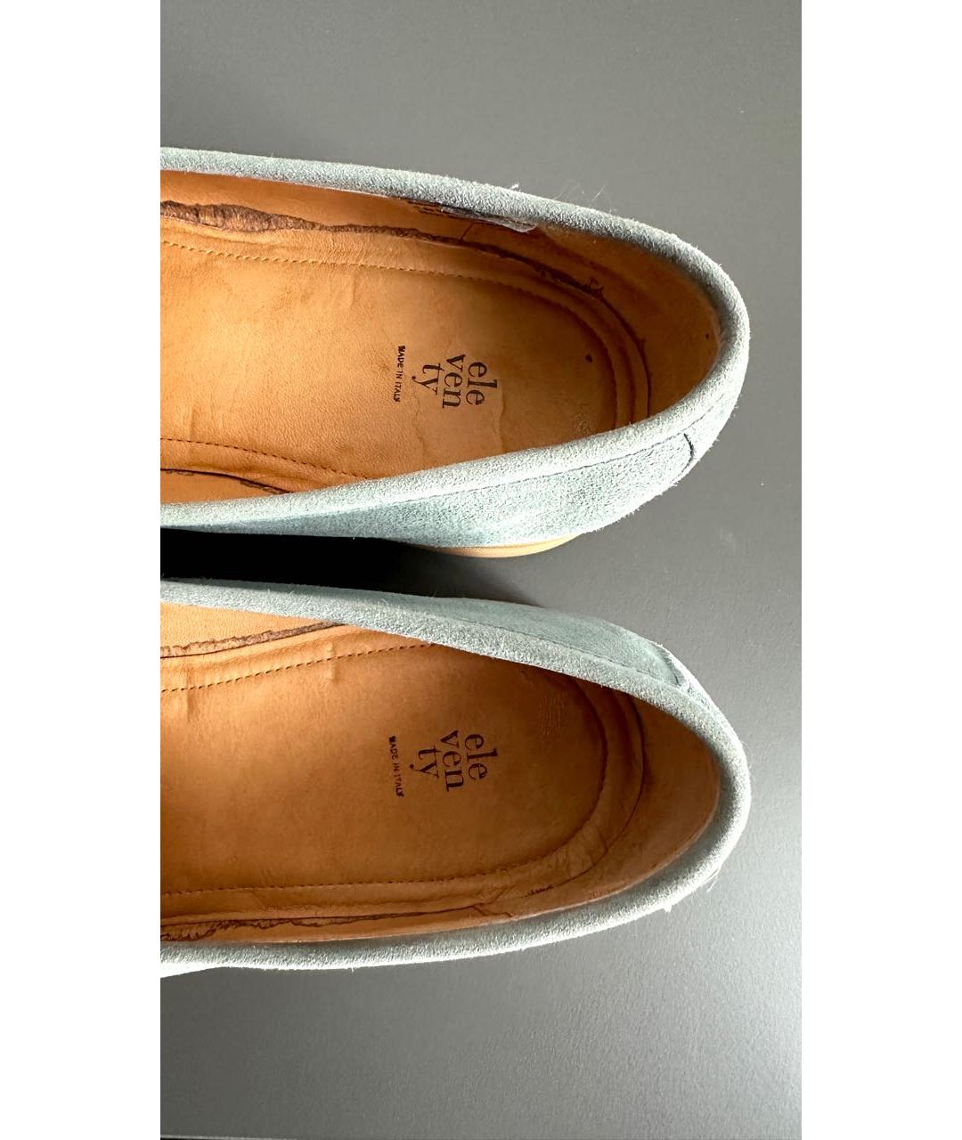 ELEVENTY Бирюзовые замшевые лоферы, фото 7