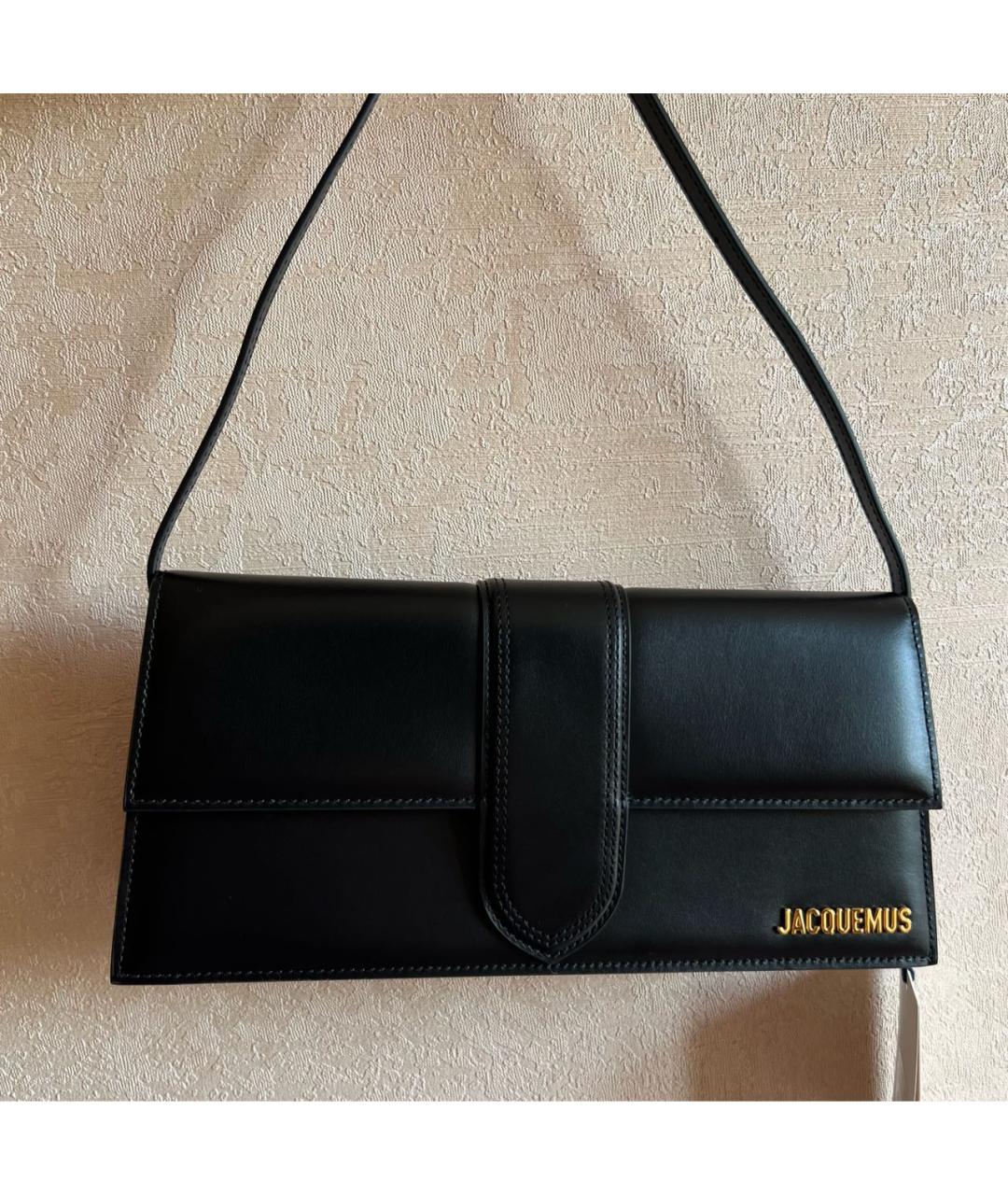 JACQUEMUS Черная кожаная сумка через плечо, фото 4