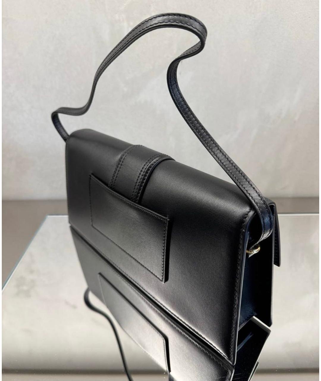 JACQUEMUS Черная кожаная сумка через плечо, фото 2