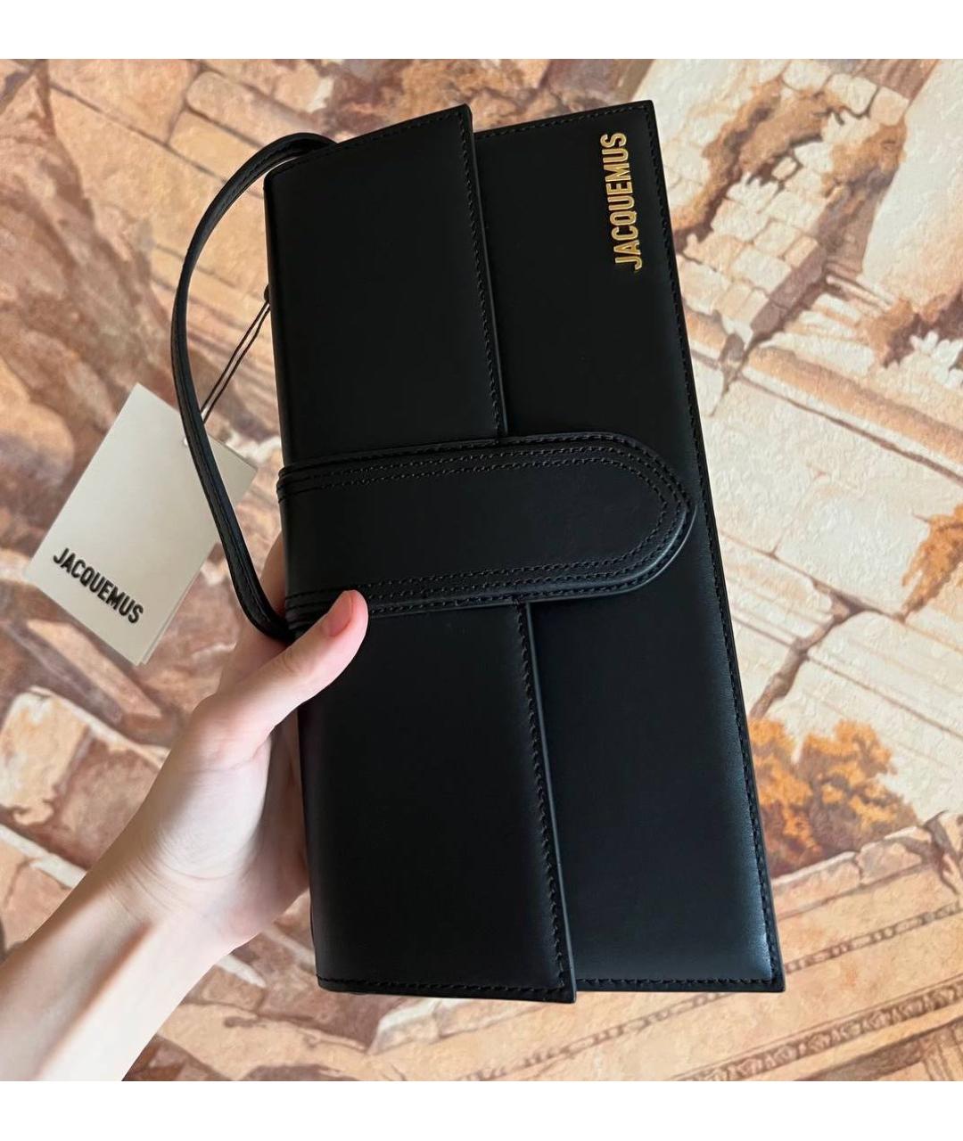 JACQUEMUS Черная кожаная сумка через плечо, фото 8
