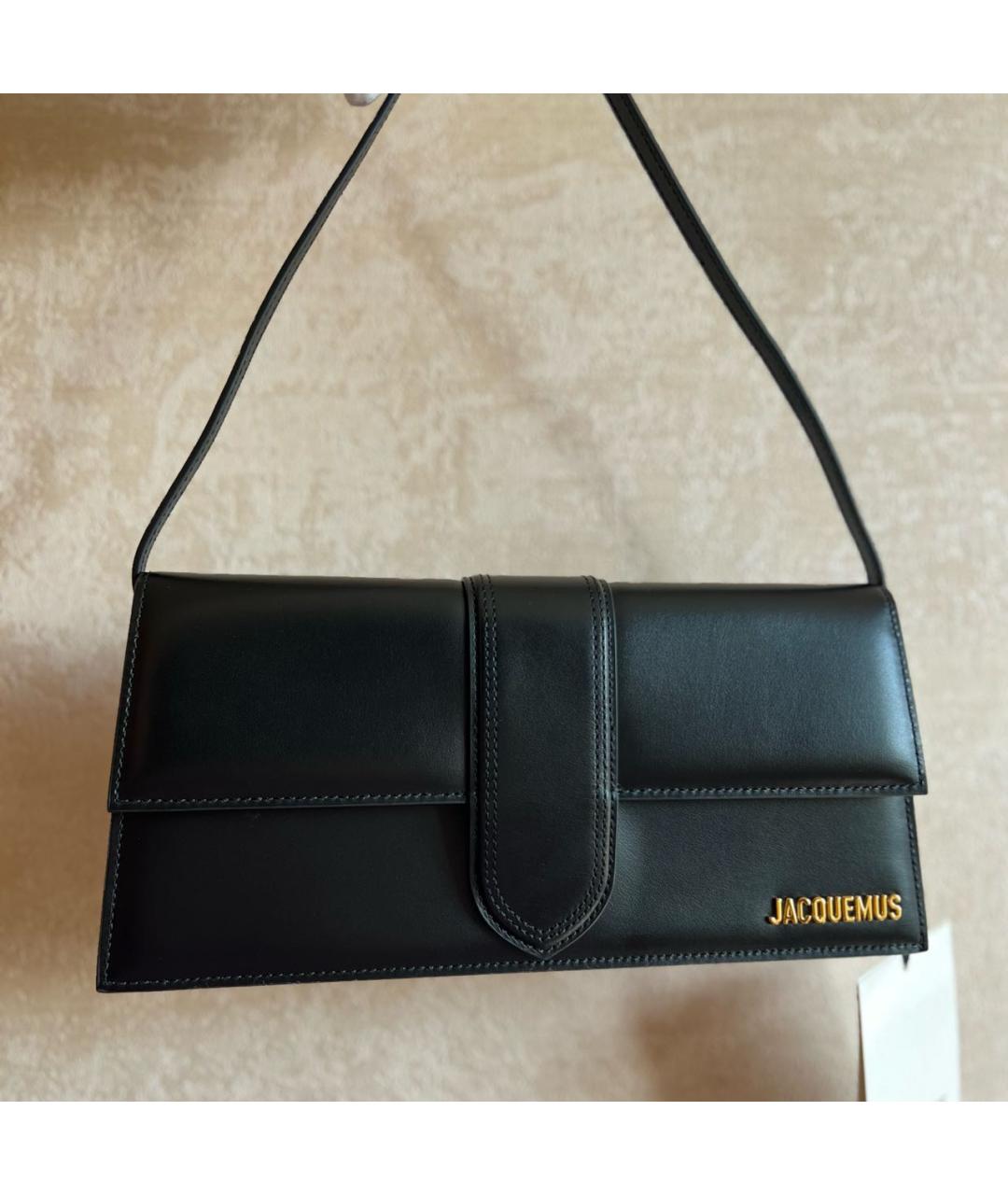 JACQUEMUS Черная кожаная сумка через плечо, фото 5