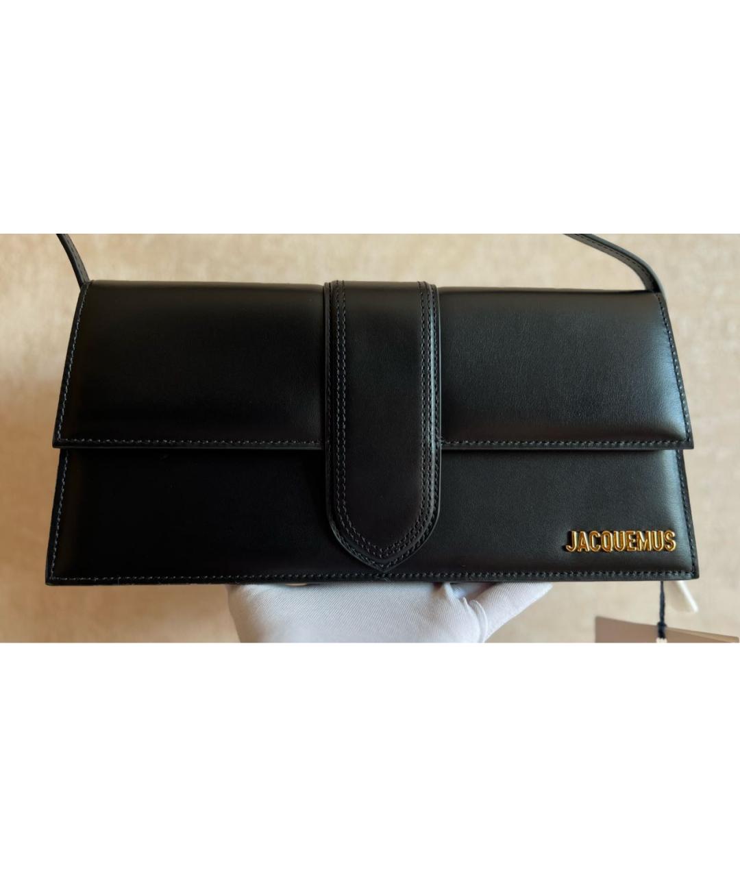 JACQUEMUS Черная кожаная сумка через плечо, фото 6